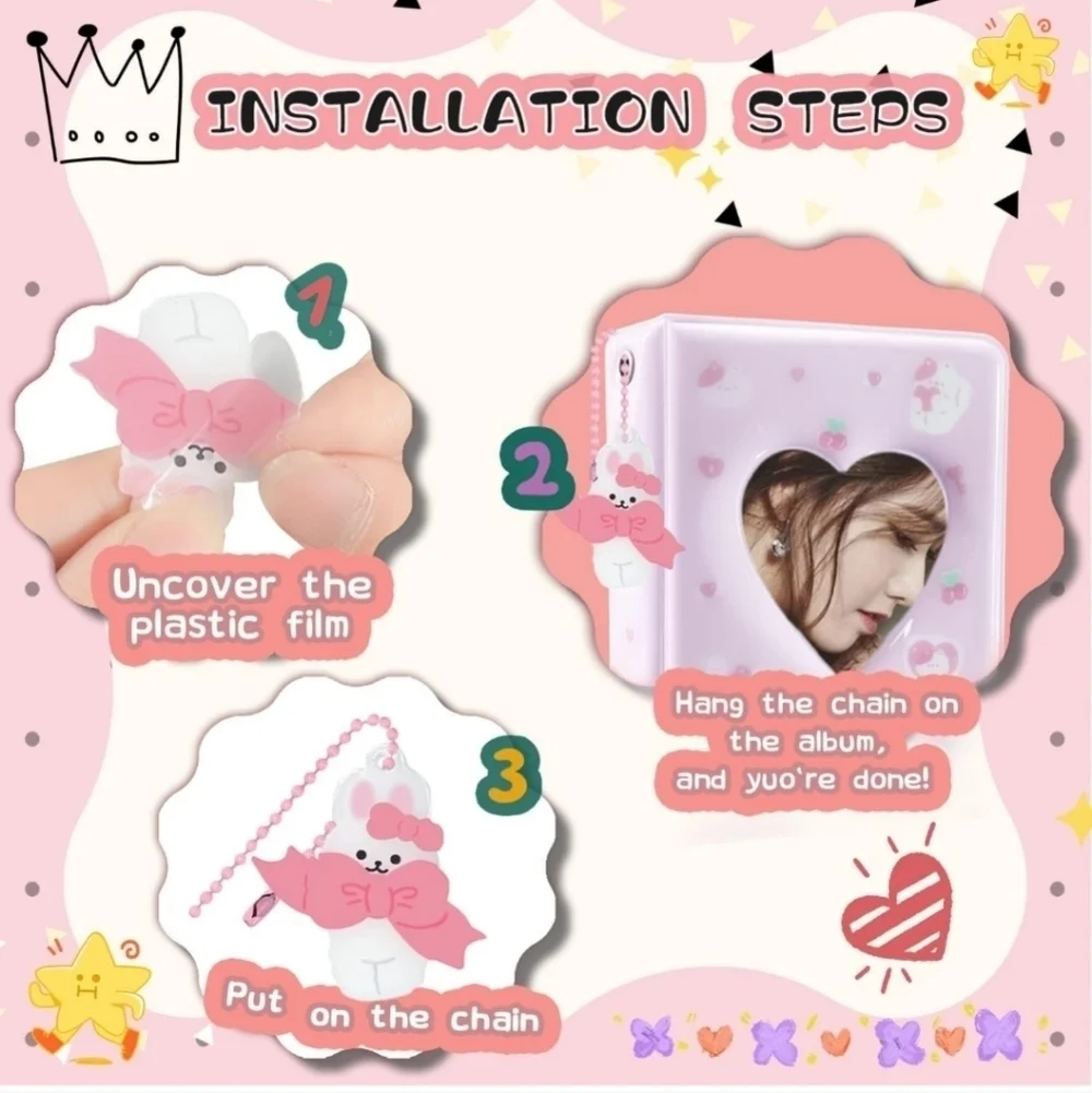 Pink Heart Kids Accessory photo album kawaii pink heart keychain